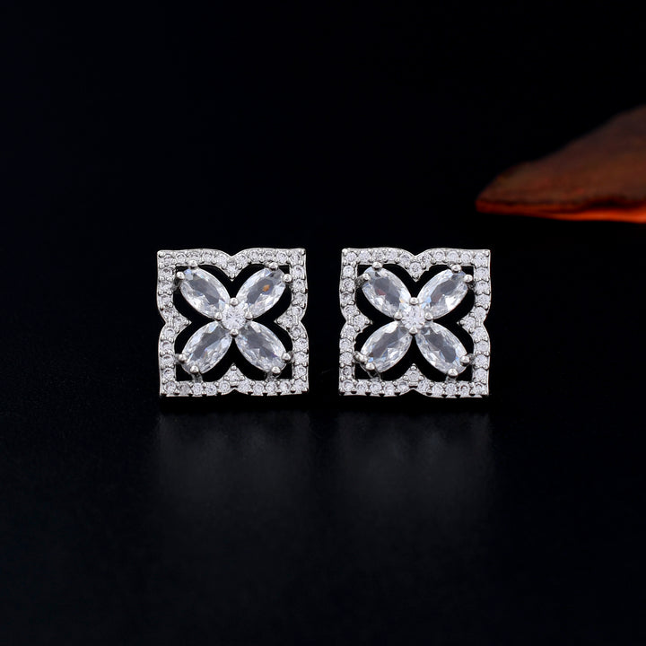 Silver Plated Diamond Stud Earrings
