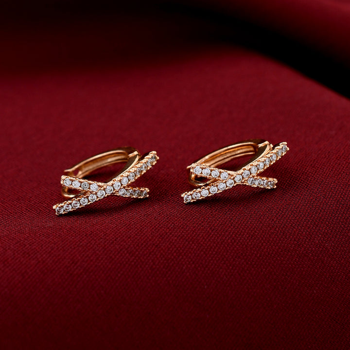 Cross Design Diamond Bali Earrings