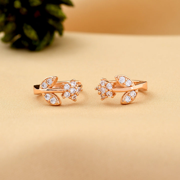 Flower Leaf Design Hoop Earrings