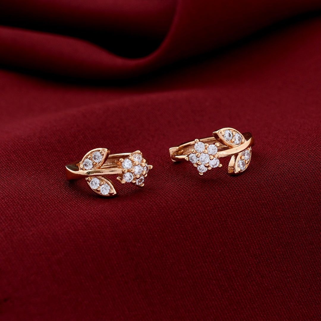 Flower Leaf Design Hoop Earrings