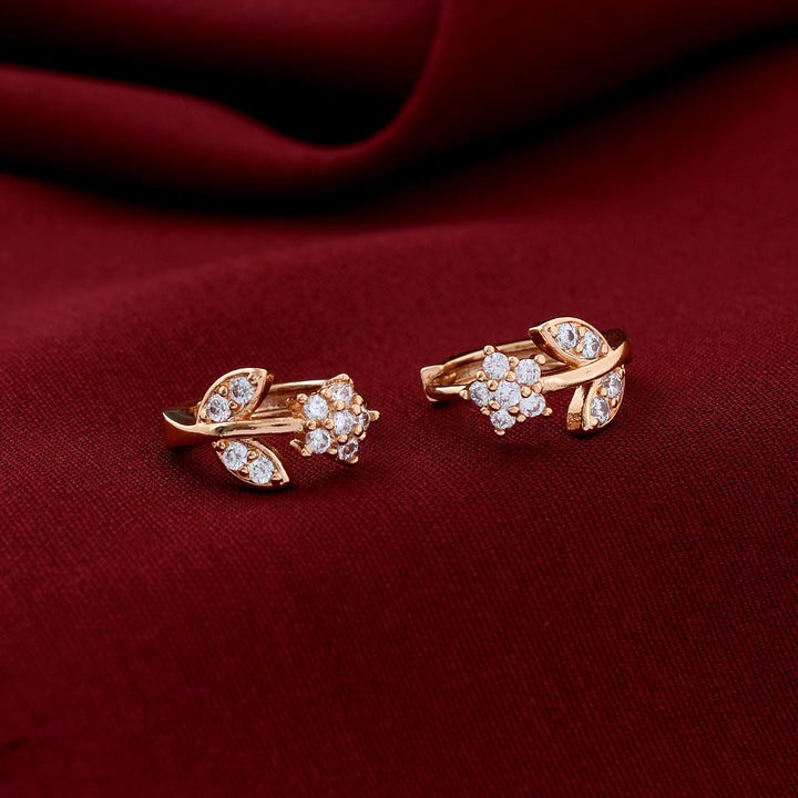 Flower Leaf Design Hoop Earrings