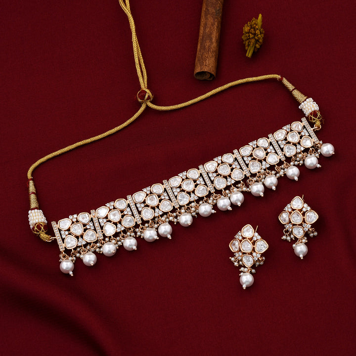 Designer Pearl Beaded Kundan Choker Set