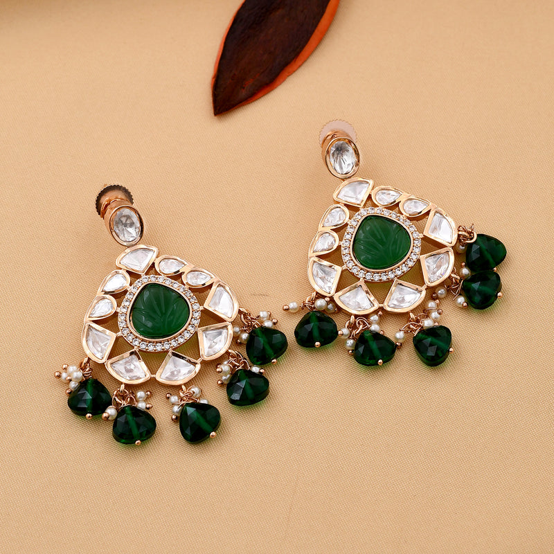 Emerald Kundan Polki Necklace Set