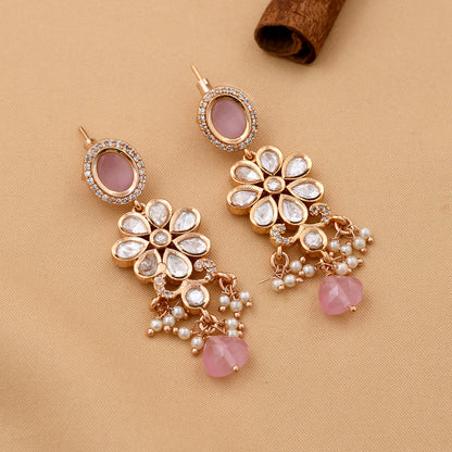 Flower Design Kundan Necklace Set