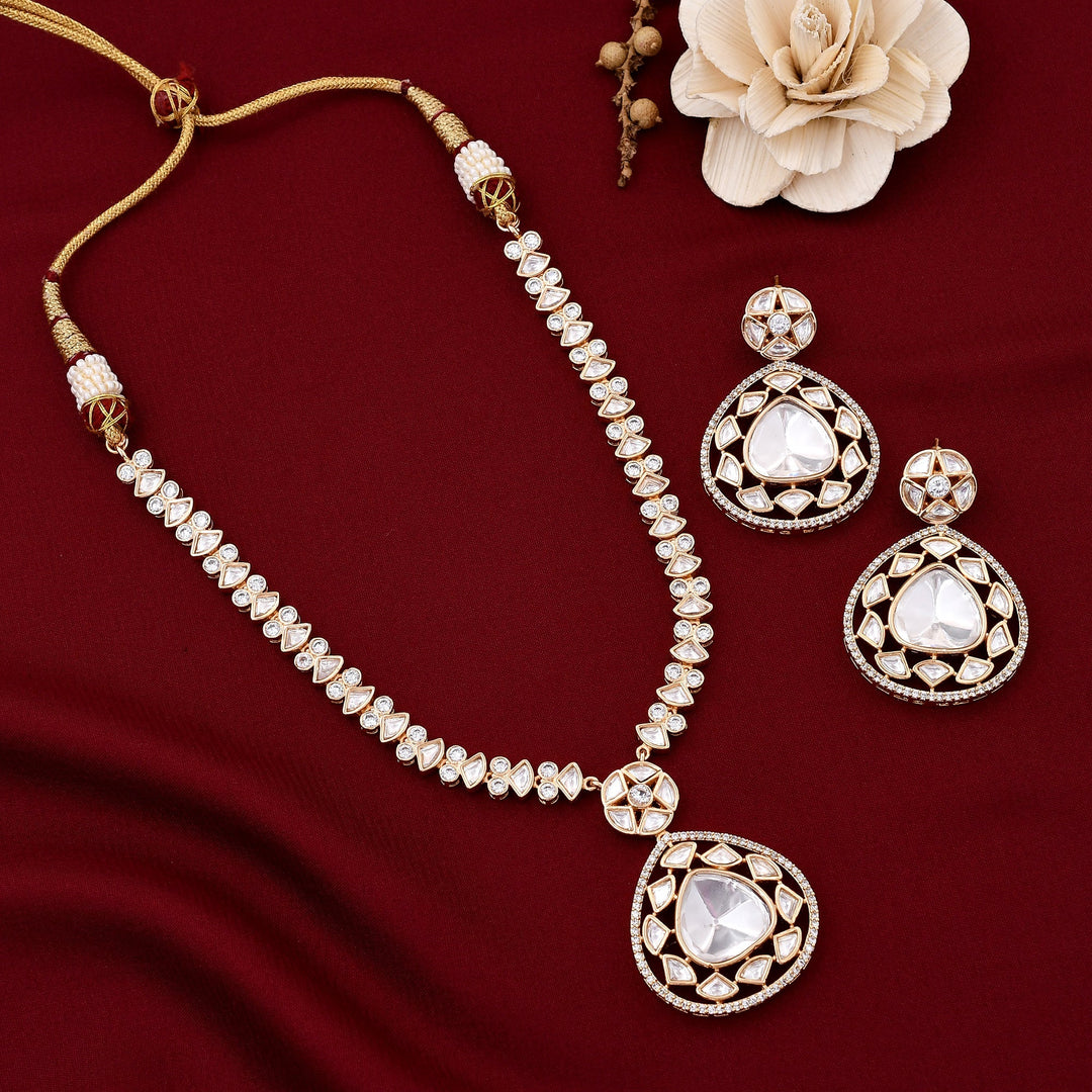Long Carat Gold Polish Polki Necklace Set
