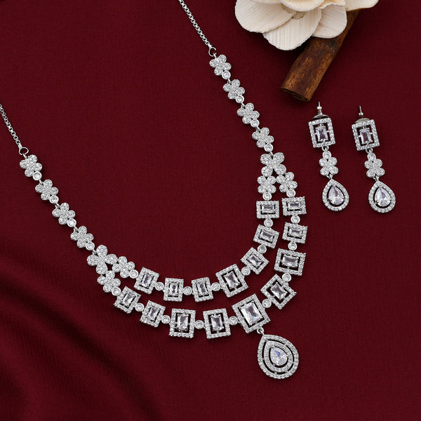 Two Layer Zircon Necklace Set