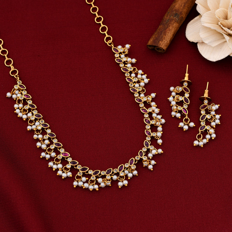 Gold Plated Antique Polish Necklace Set