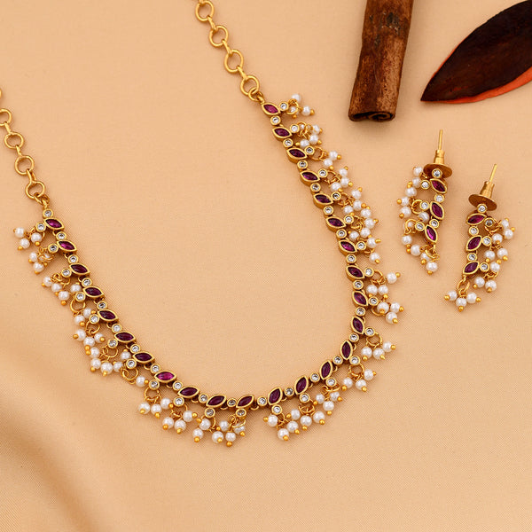 Gold Plated Antique Polish Necklace Set