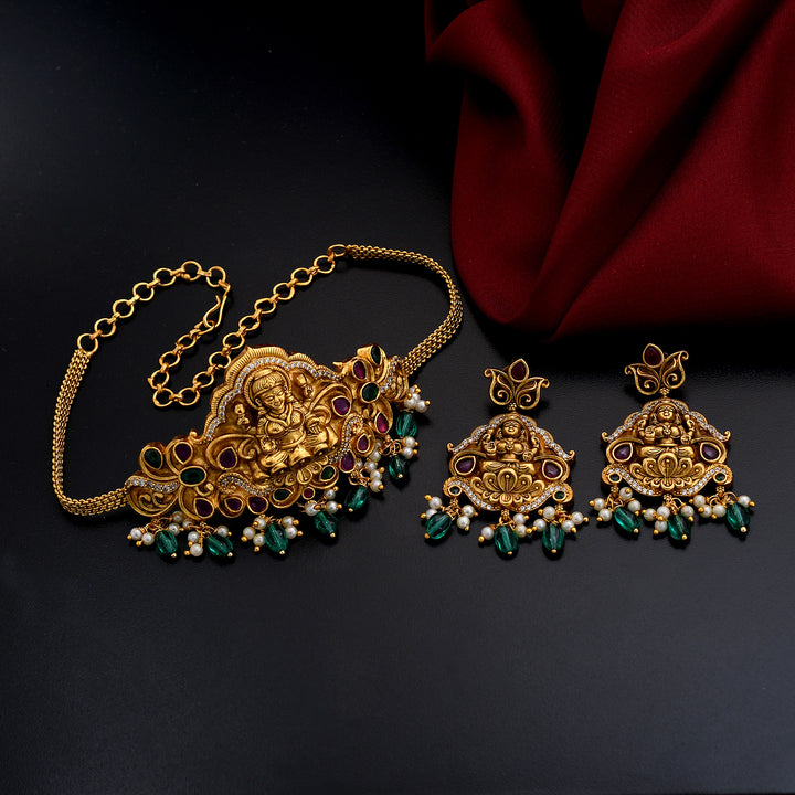 Antique Polish Lakshmi Design Choker Set