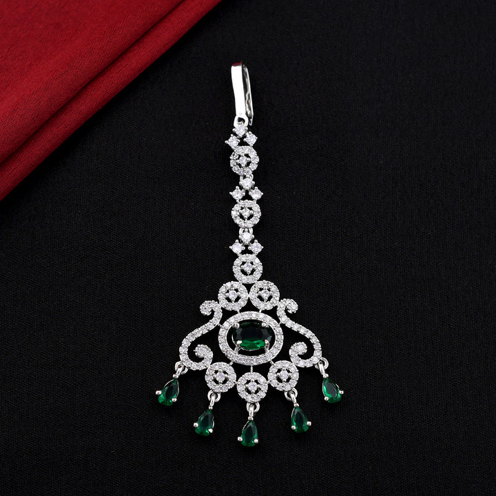 Ovel Shape Stone Studded Zirconia Maang tikka