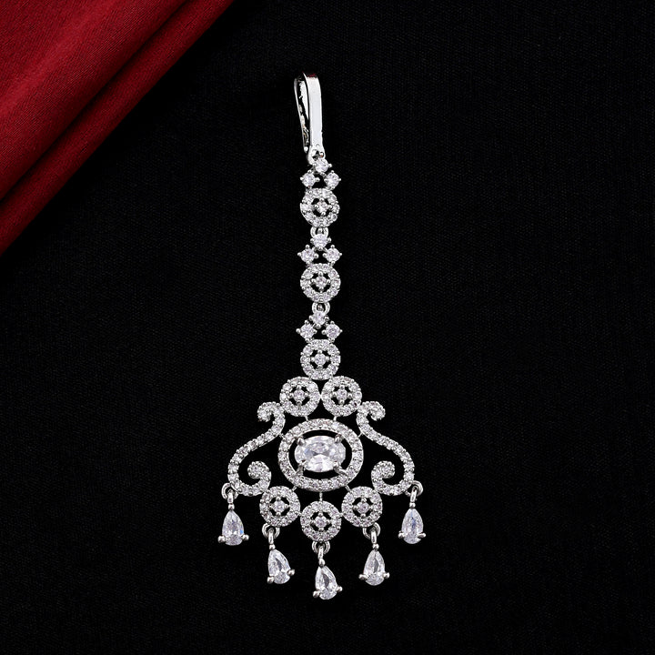 Ovel Shape Stone Studded Zirconia Maang tikka