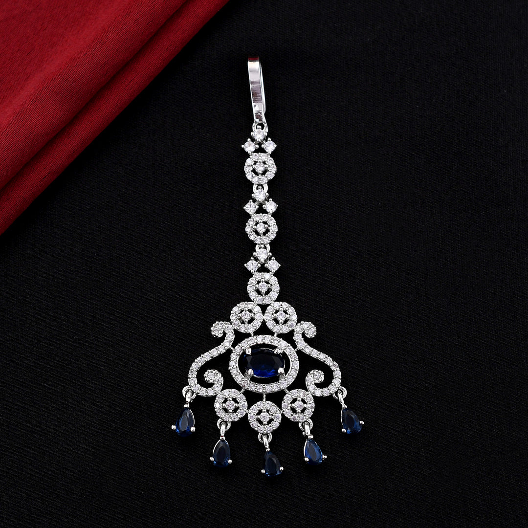 Ovel Shape Stone Studded Zirconia Maang tikka