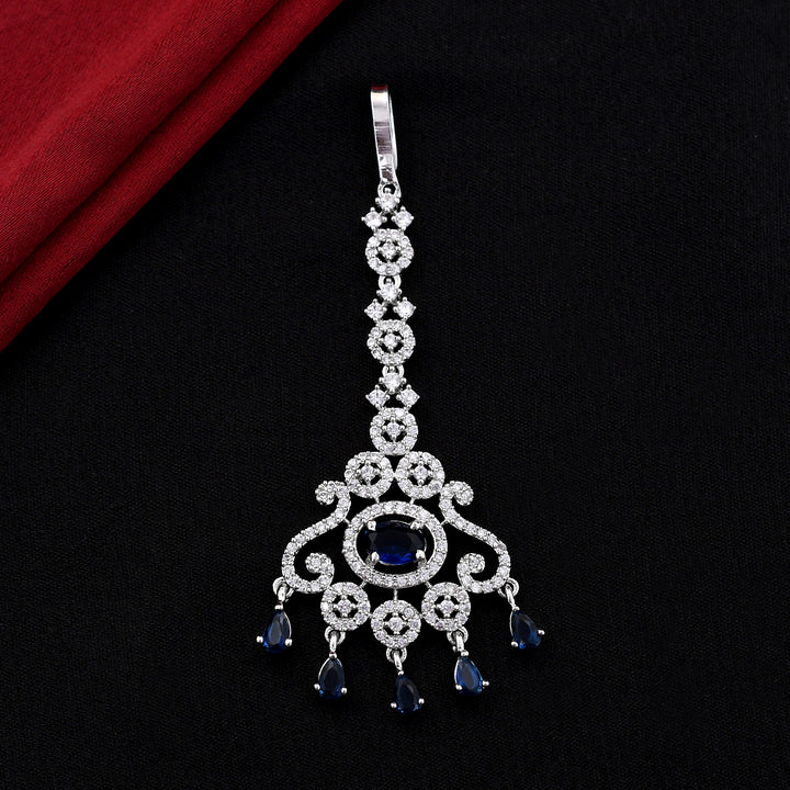 Ovel Shape Stone Studded Zirconia Maang tikka