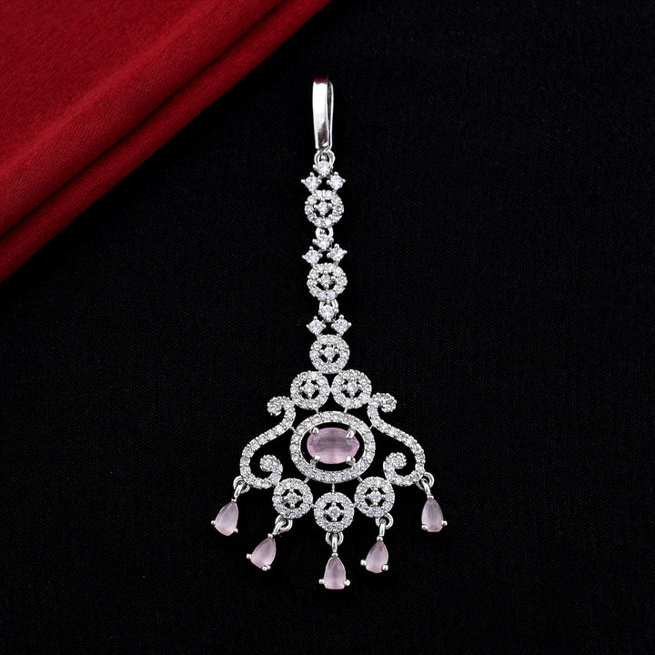 Ovel Shape Stone Studded Zirconia Maang tikka
