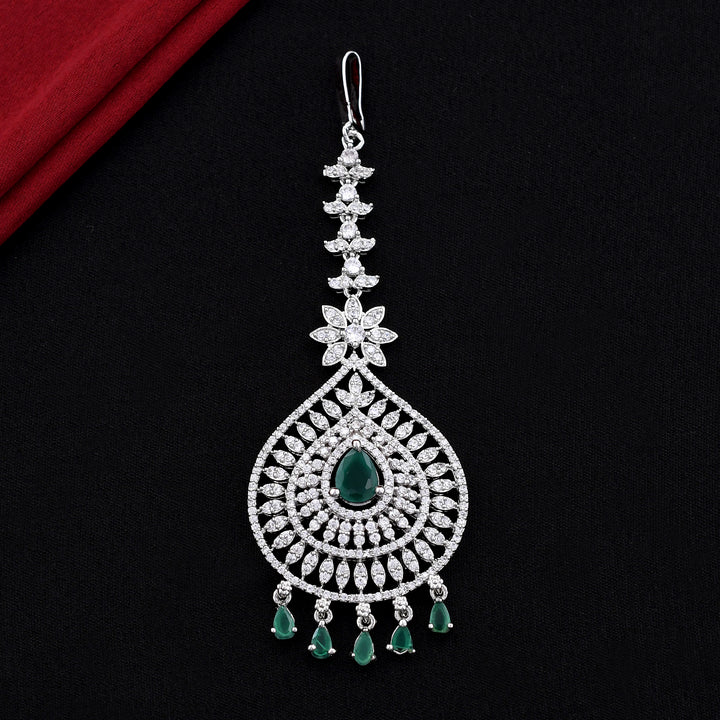 Silver Finish AD Stone Maang Tikka