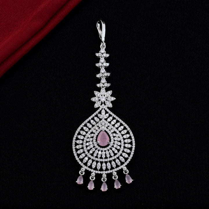 Silver Finish AD Stone Maang Tikka