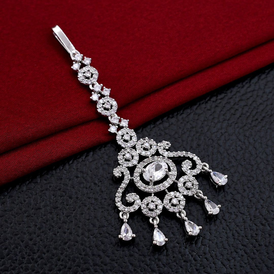 Ovel Shape Stone Studded Zirconia Maang tikka