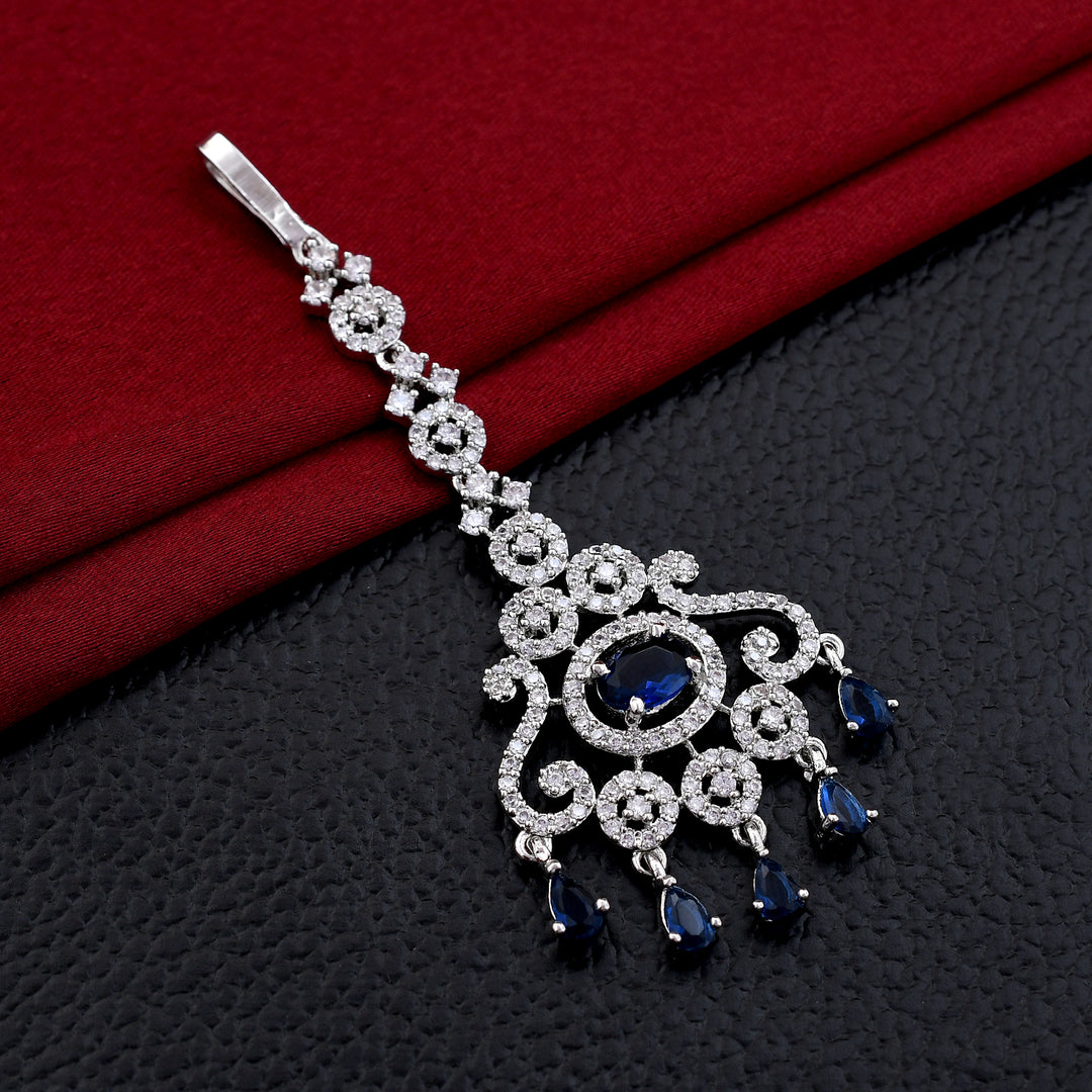 Ovel Shape Stone Studded Zirconia Maang tikka