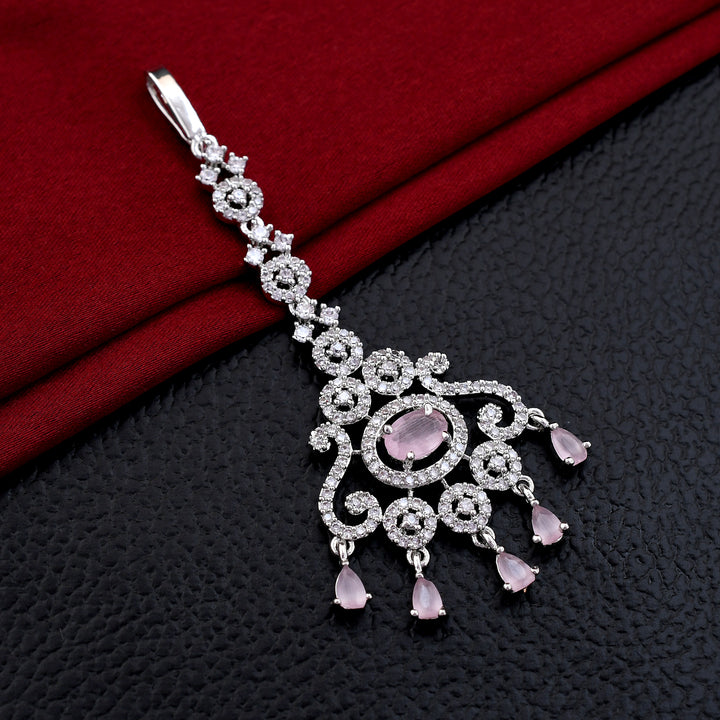 Ovel Shape Stone Studded Zirconia Maang tikka