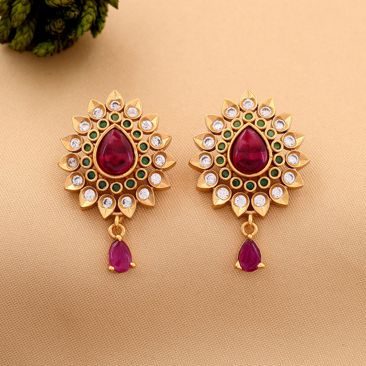 Ruby & Emerald Stone Antique Earrings