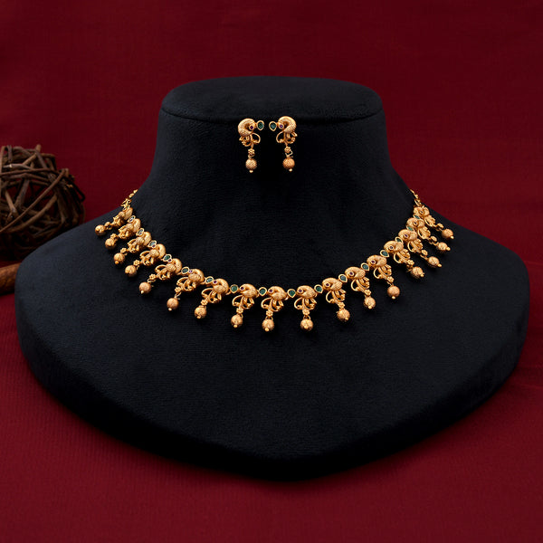 Antique Gold Plated Short Necklace Set