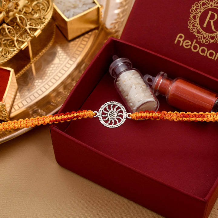 Sterling Sun Design Silver Rakhi