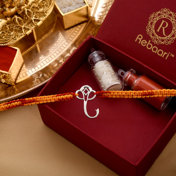 Auspicious Ganesha Silver Rakhi