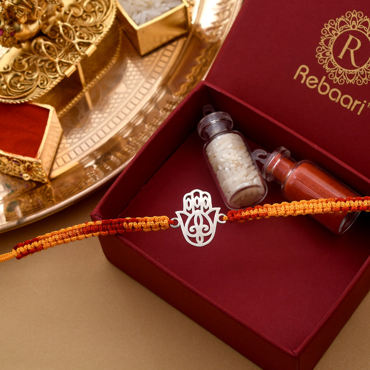 Stearling Auspicious Silver Rakhi