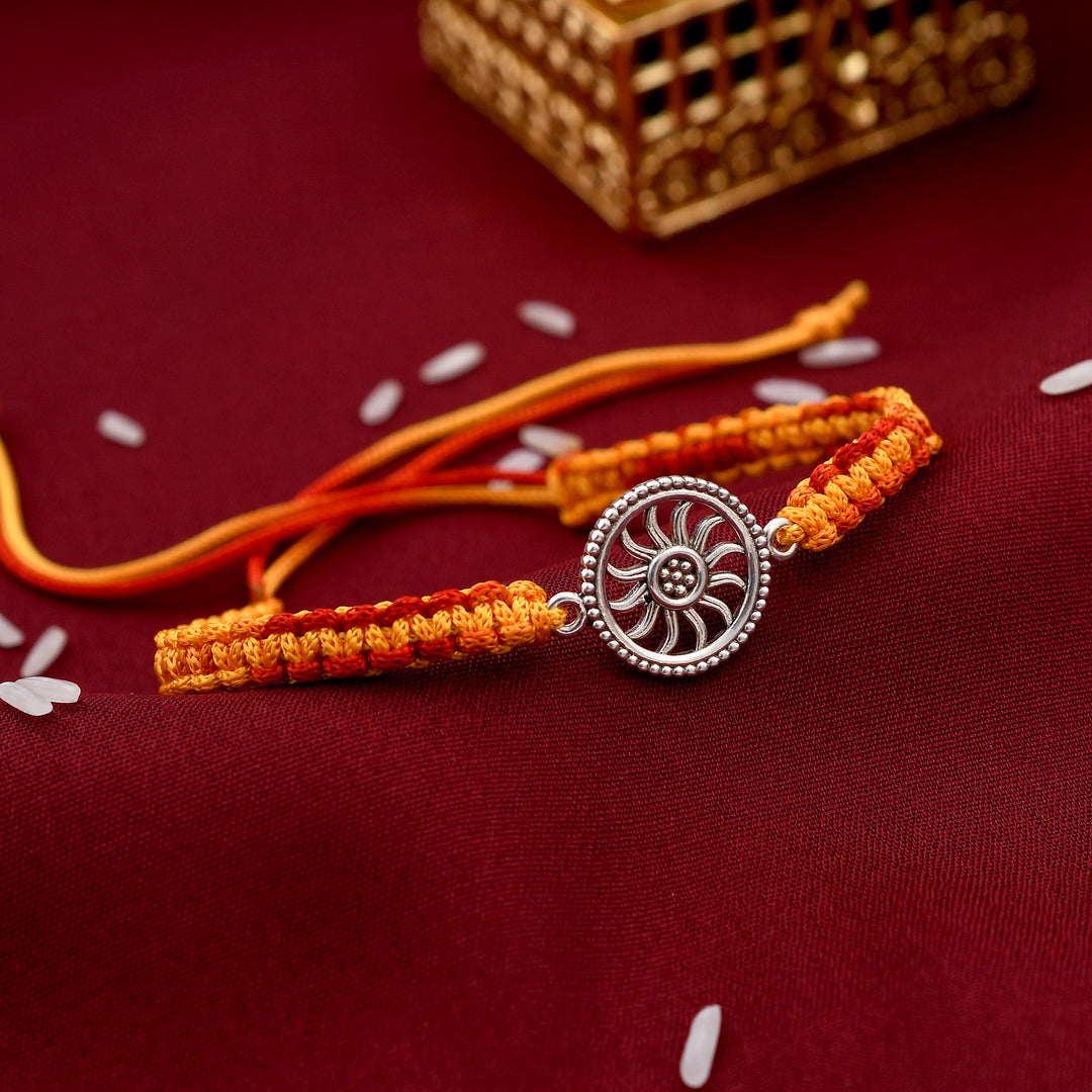 Sterling Sun Design Silver Rakhi