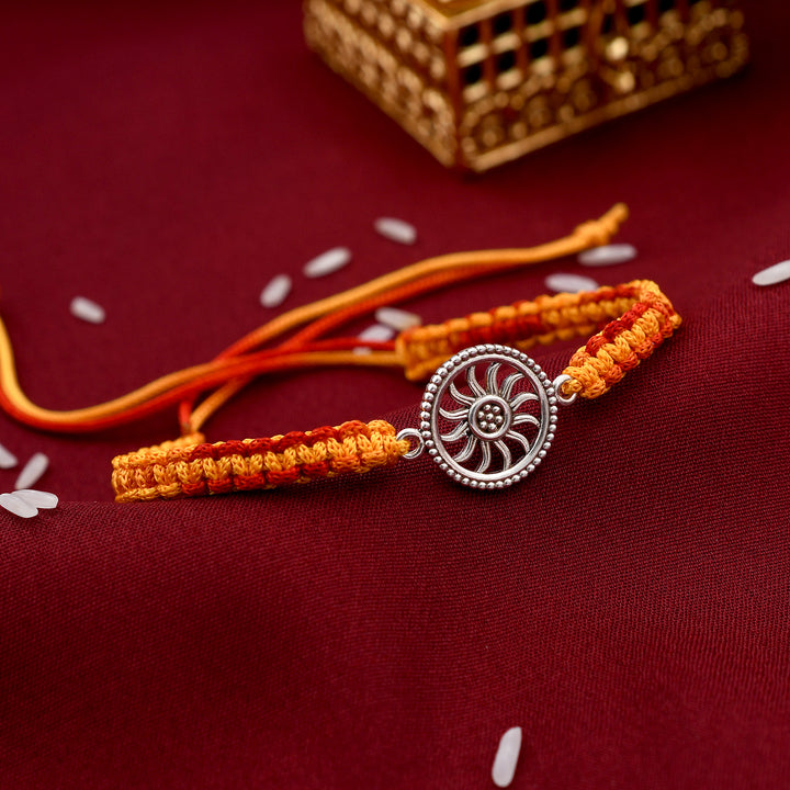 Sterling Sun Design Silver Rakhi