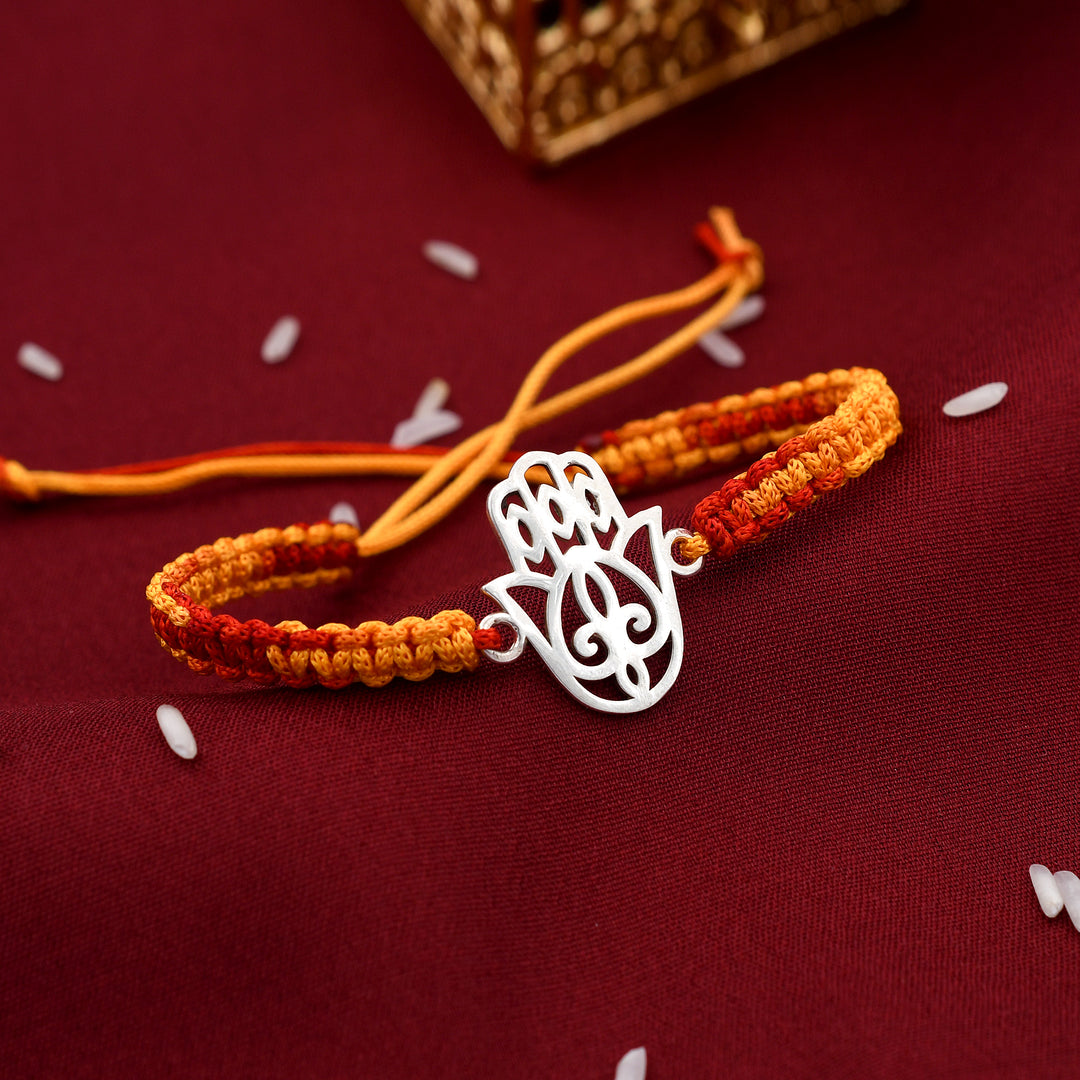 Stearling Auspicious Silver Rakhi