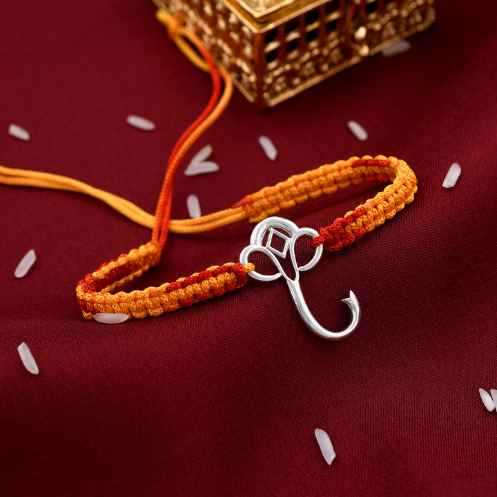Auspicious Ganesha Silver Rakhi