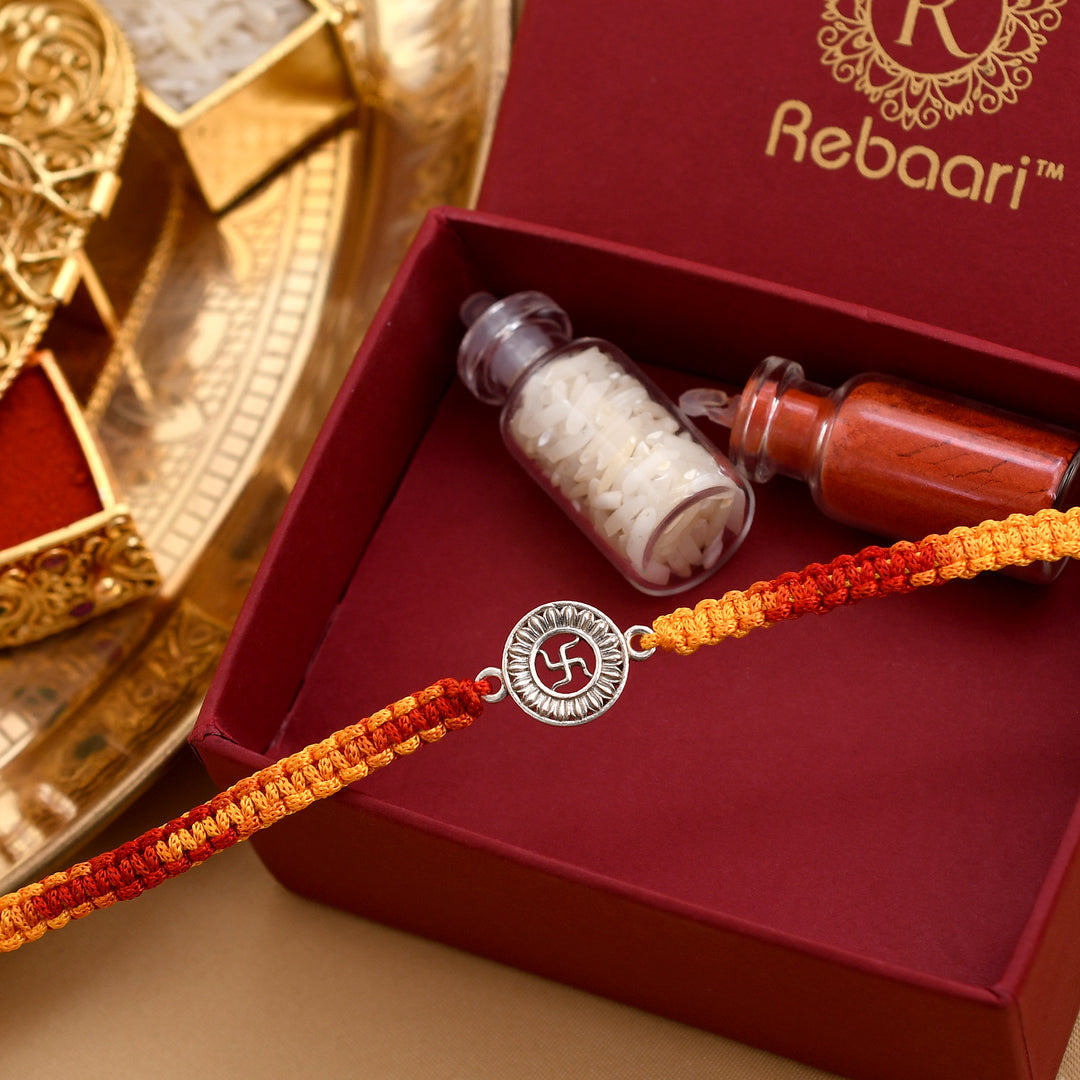 Swastik Symbol Silver Rakhi