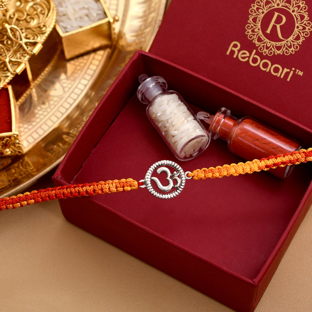 Om Symbol Silver Rakhi