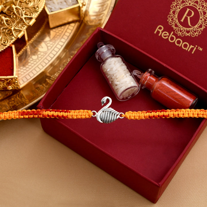 Swan Design Silver Rakhi