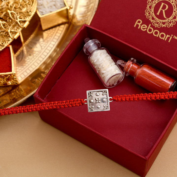 Silver Square Rakhi