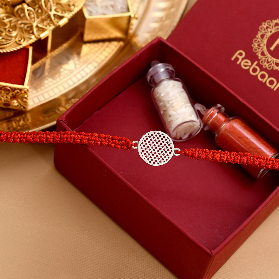 Handmade Net Design Silver Rakhi