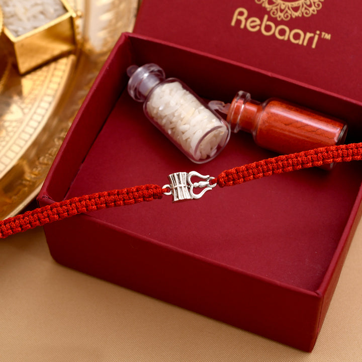Lord Shiv Symbol Silver Rakhi