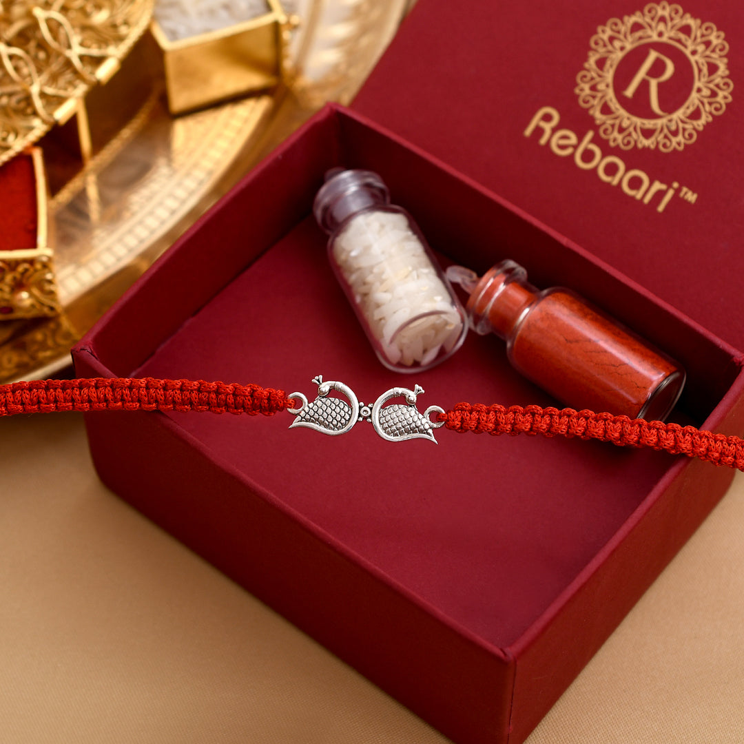 Peacock Design Sterling Slver Rakhi
