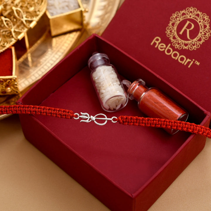 Shiv Trishool Silver Rakhi