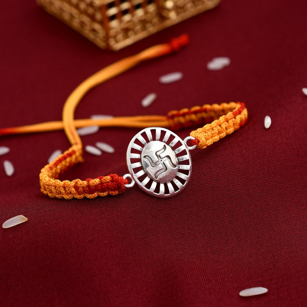 Sterling Silver Swastik Design Rakhi