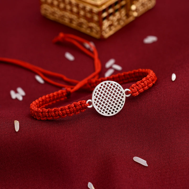 Handmade Net Design Silver Rakhi