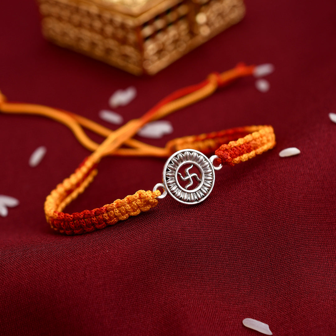 Swastik Symbol Silver Rakhi