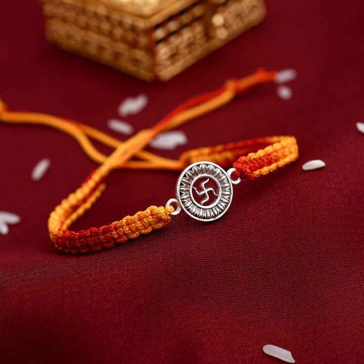 Swastik Symbol Silver Rakhi