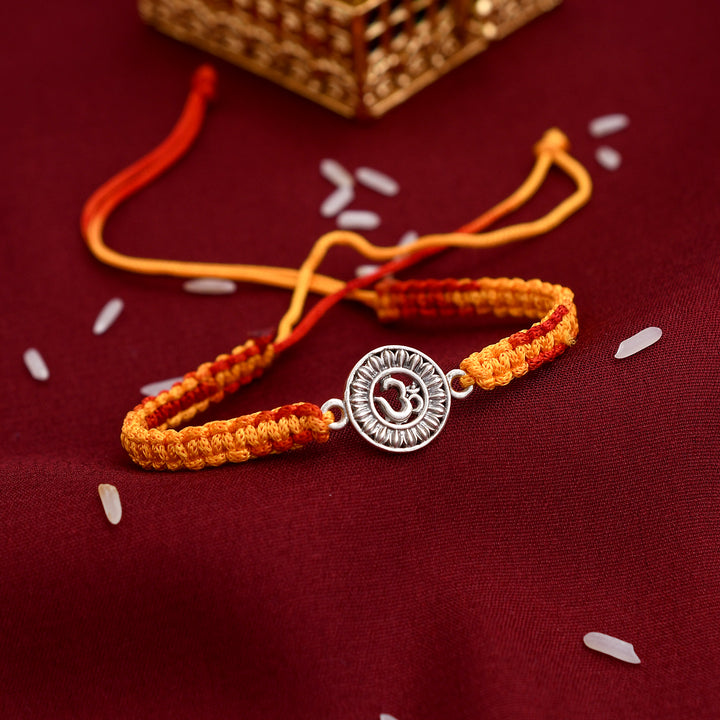 Silver Om Rakhi For Brother
