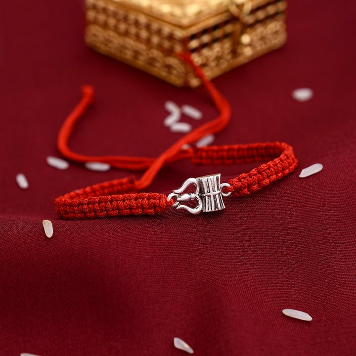 Lord Shiv Symbol Silver Rakhi
