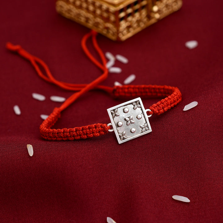 Silver Square Rakhi