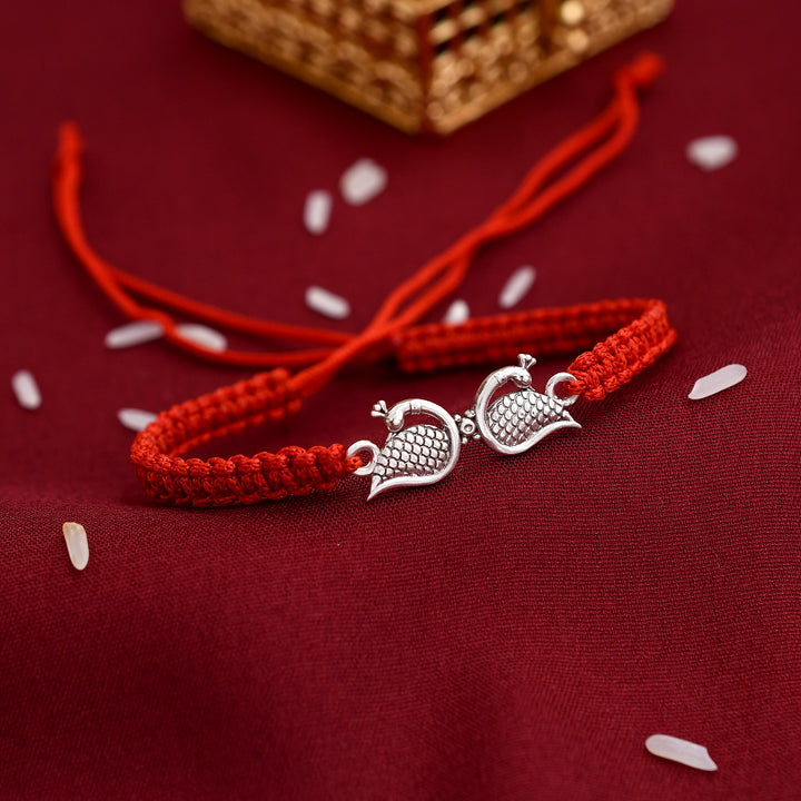Peacock Design Sterling Slver Rakhi