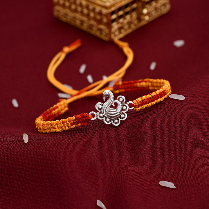 Silver Peacock Design Rakhi
