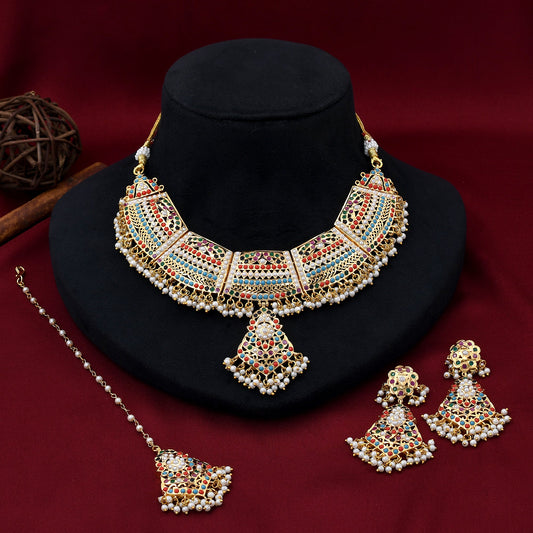 Navratna Jadaau Necklace Set